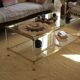 Table basse laiton, verre & lucite