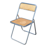 Folding chair in cane and chromed steel Vintage