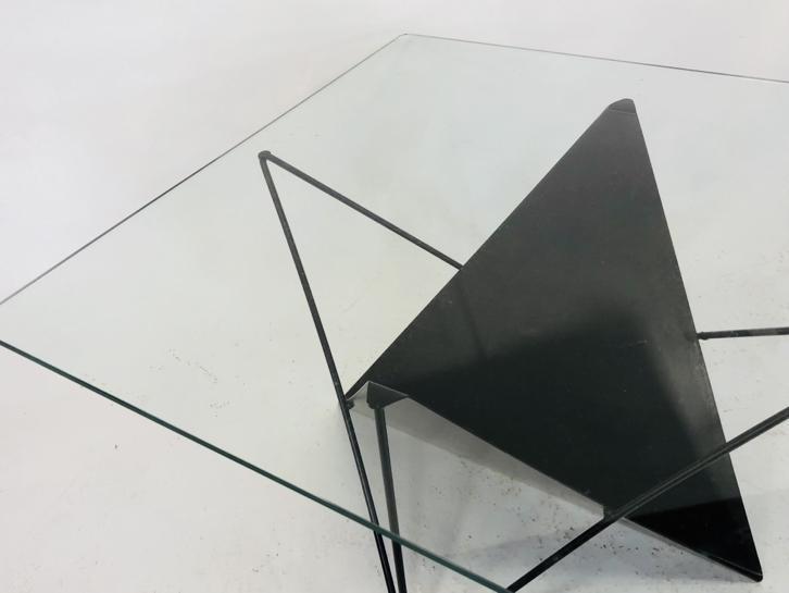 Table basse verre fil acier années 80
