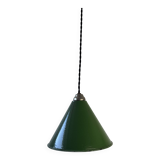 Ancienne suspension d’atelier emaillee verte conique