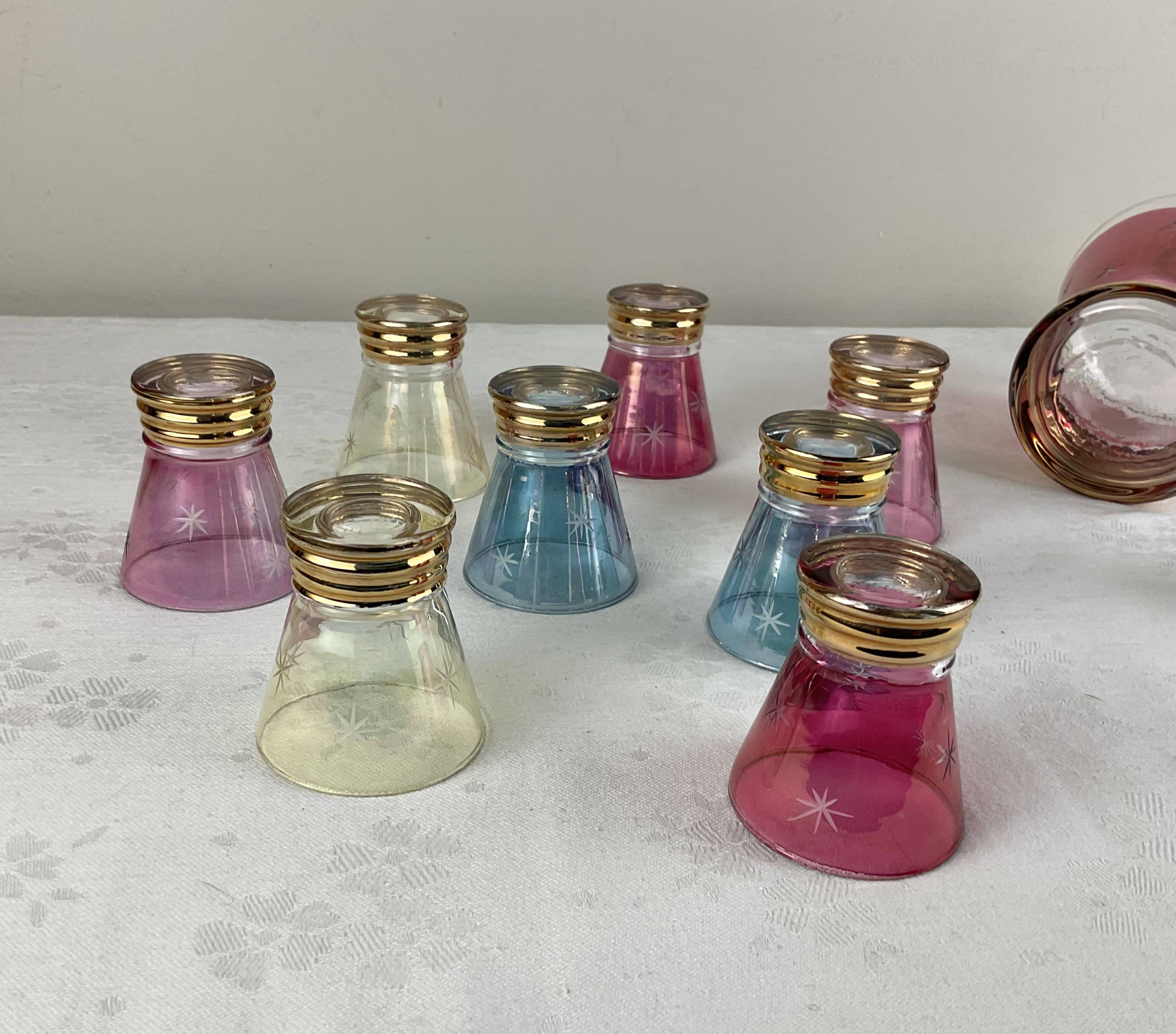 Vintage liqueur carafe and matching glasses Made in Italy