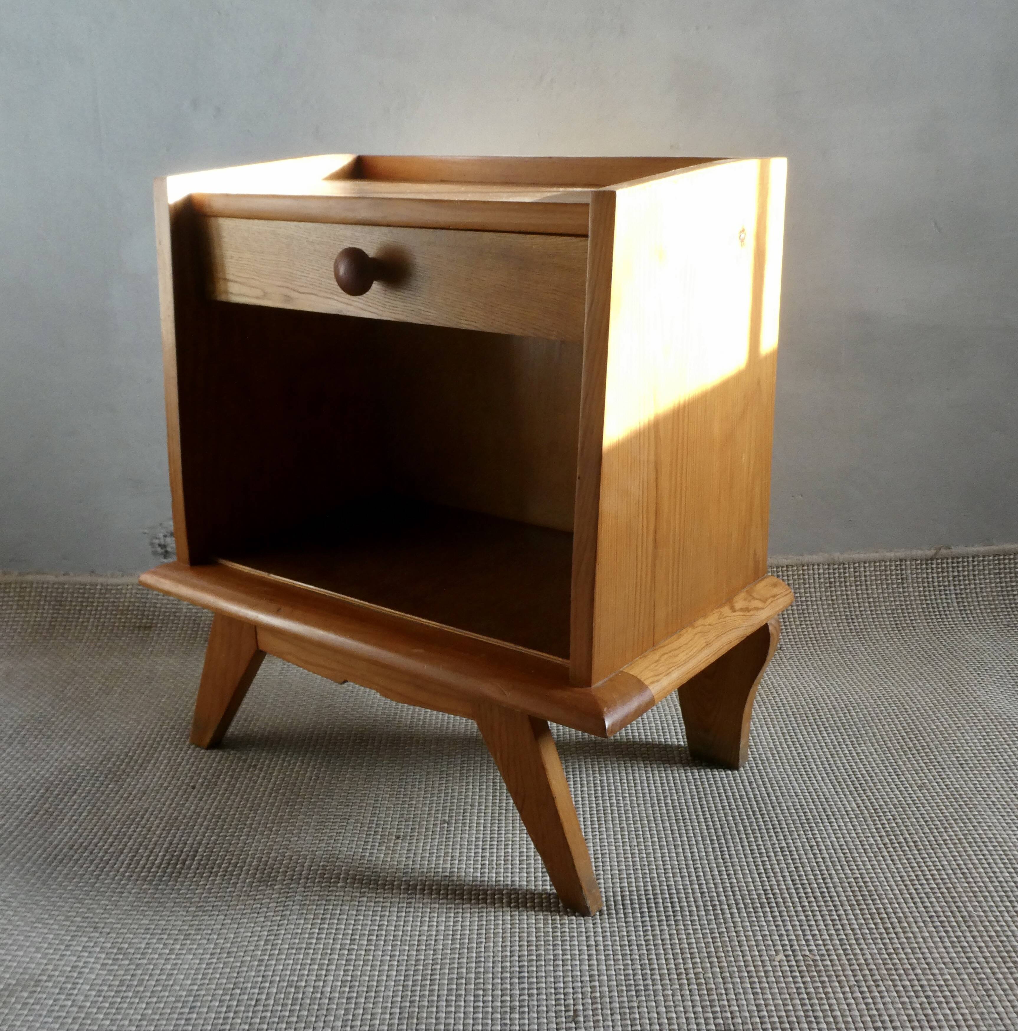 Light wooden bedside table from the 50s