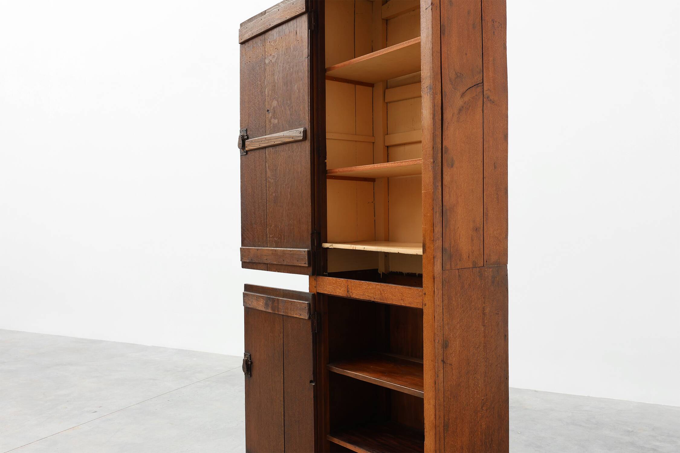 Tall rustic French monastery wardrobe in oak from the late 19th century