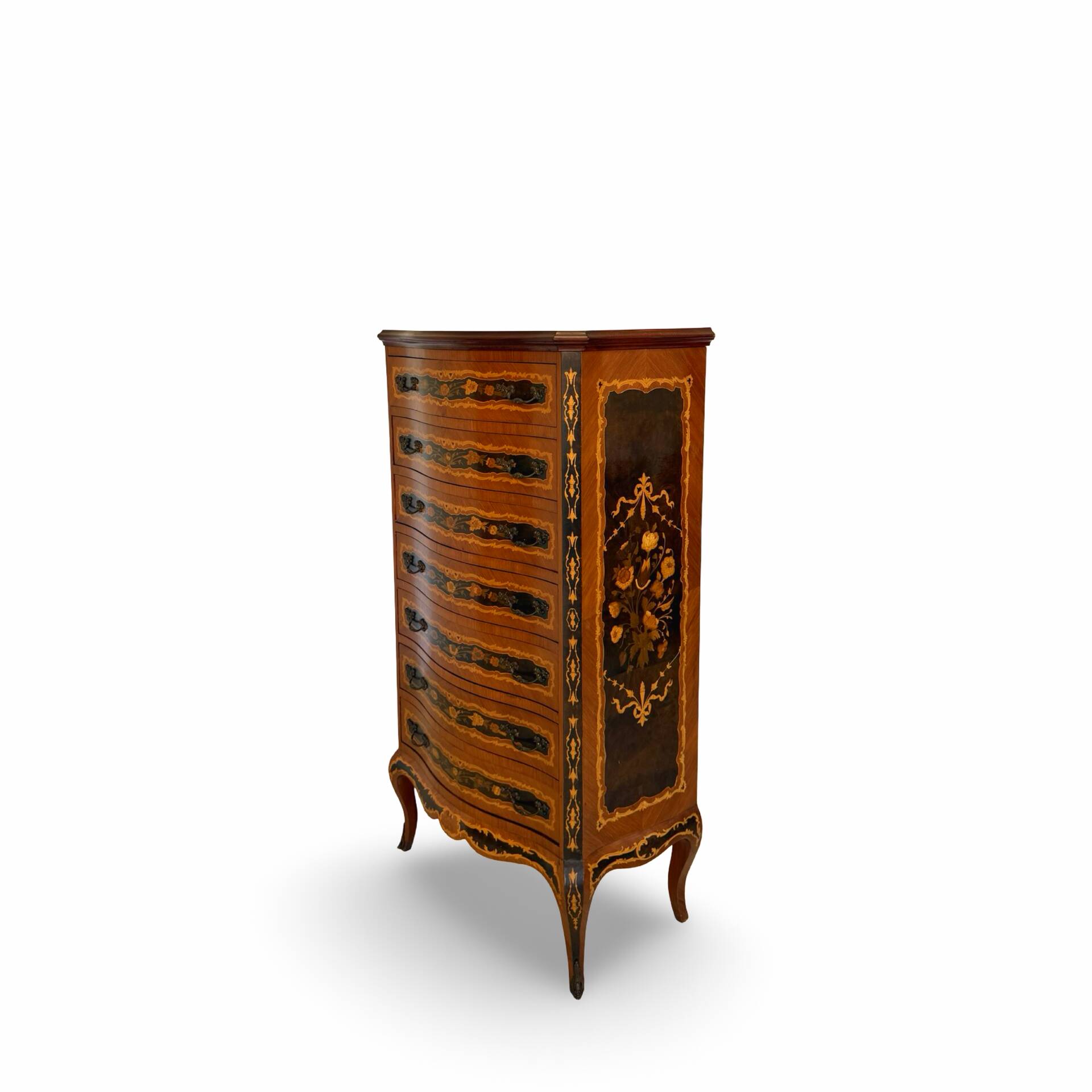 Wooden bedroom suite with inlays in mid-century Italian style, by Pacifici Prete, Rome.