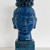 Aldo Londi for Bitossi Kwan Yin Buddha Rimini Blu, Italy, 1970s