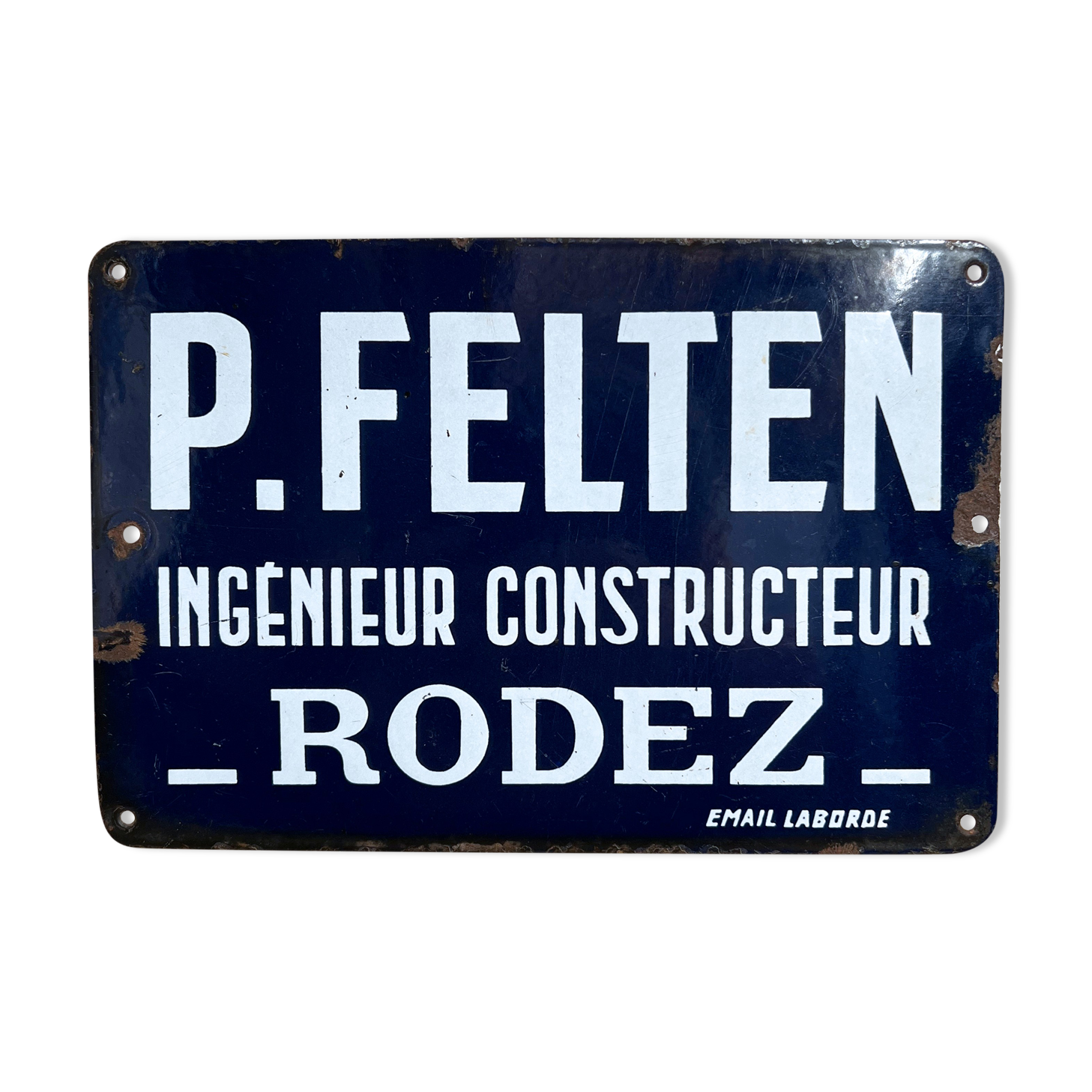Enamelled plate P.Felten engineer builder Rodez