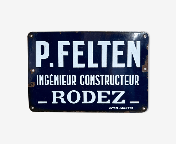 Plaque émaillée P.Felten ingénieur constructeur Rodez