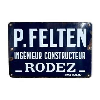 Plaque émaillée P.Felten ingénieur constructeur Rodez