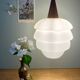 Vintage Scandinavian pendant lamp in teak and opaline