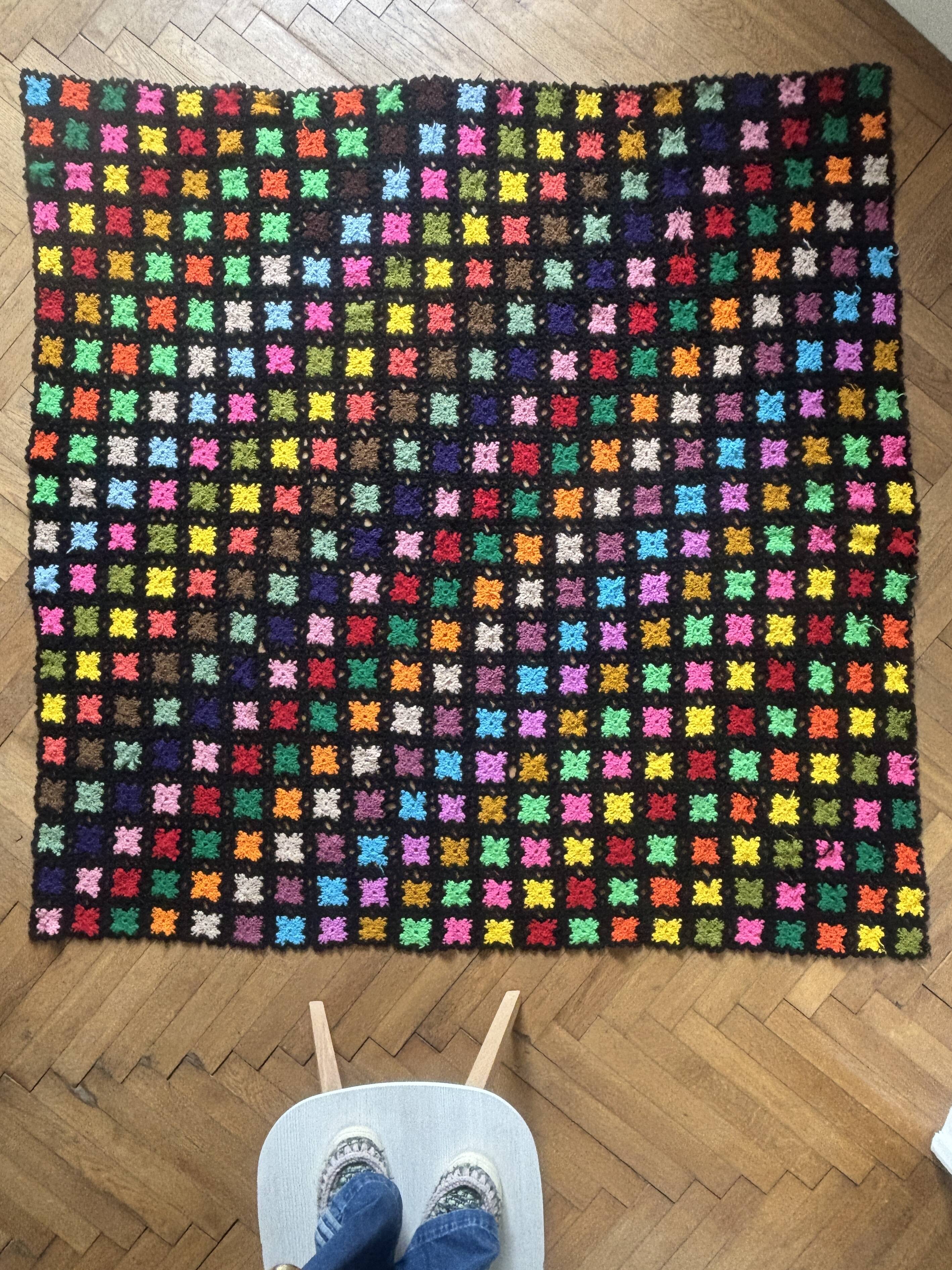 Multicoloured vintage crochet blanket