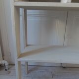 Vintage craft console furniture in pitch pine sublimated in a linen shade.