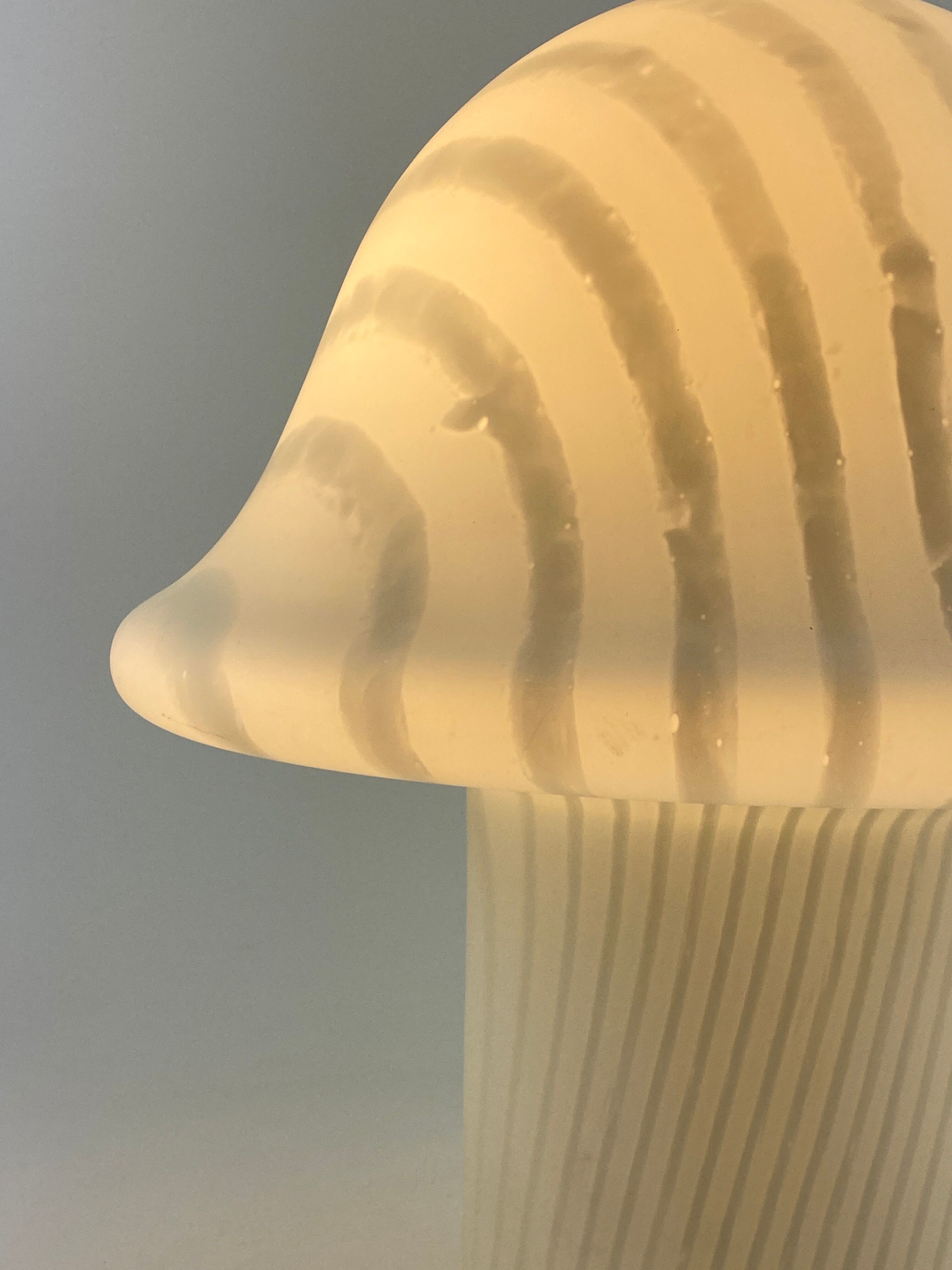 White glass Peill and Putzler mushroom table lamp XL