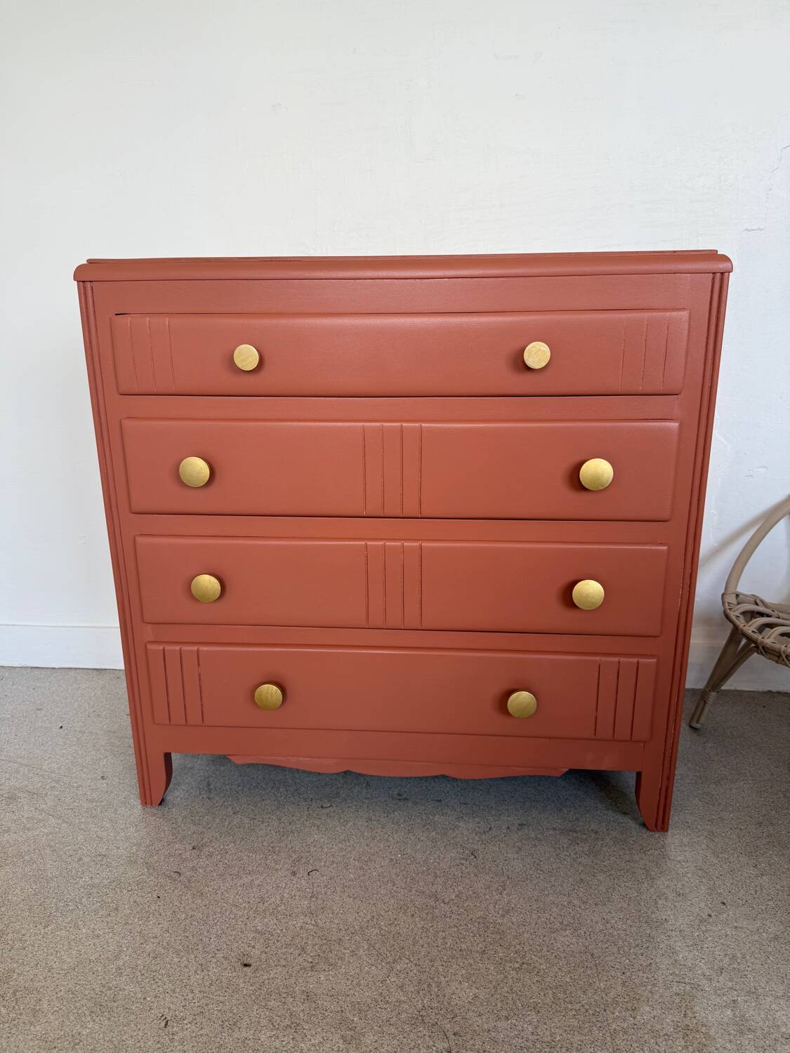 Commode vintage bois terra cotta art déco