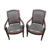 PAIR of old ARMCHAIR style LOUIS PHILIPPE Epoque XIXe Chair mahogany Lacrosse