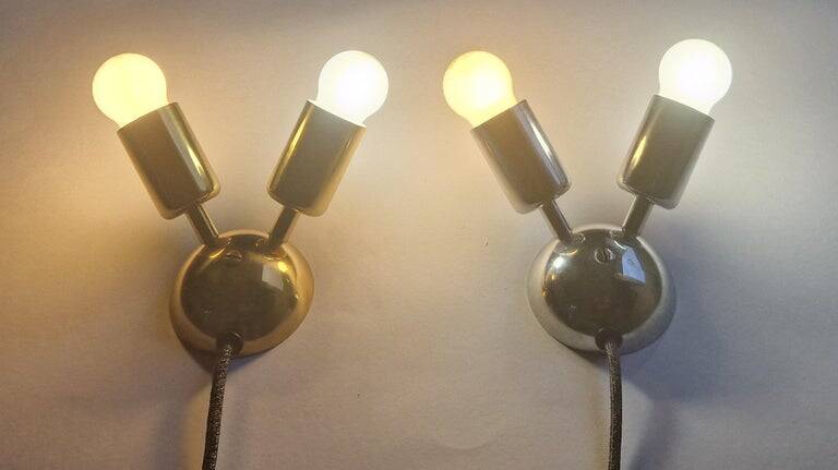 Set of Two Rare Midcentury Wall Lamps Drupol Sputnik, 1970s