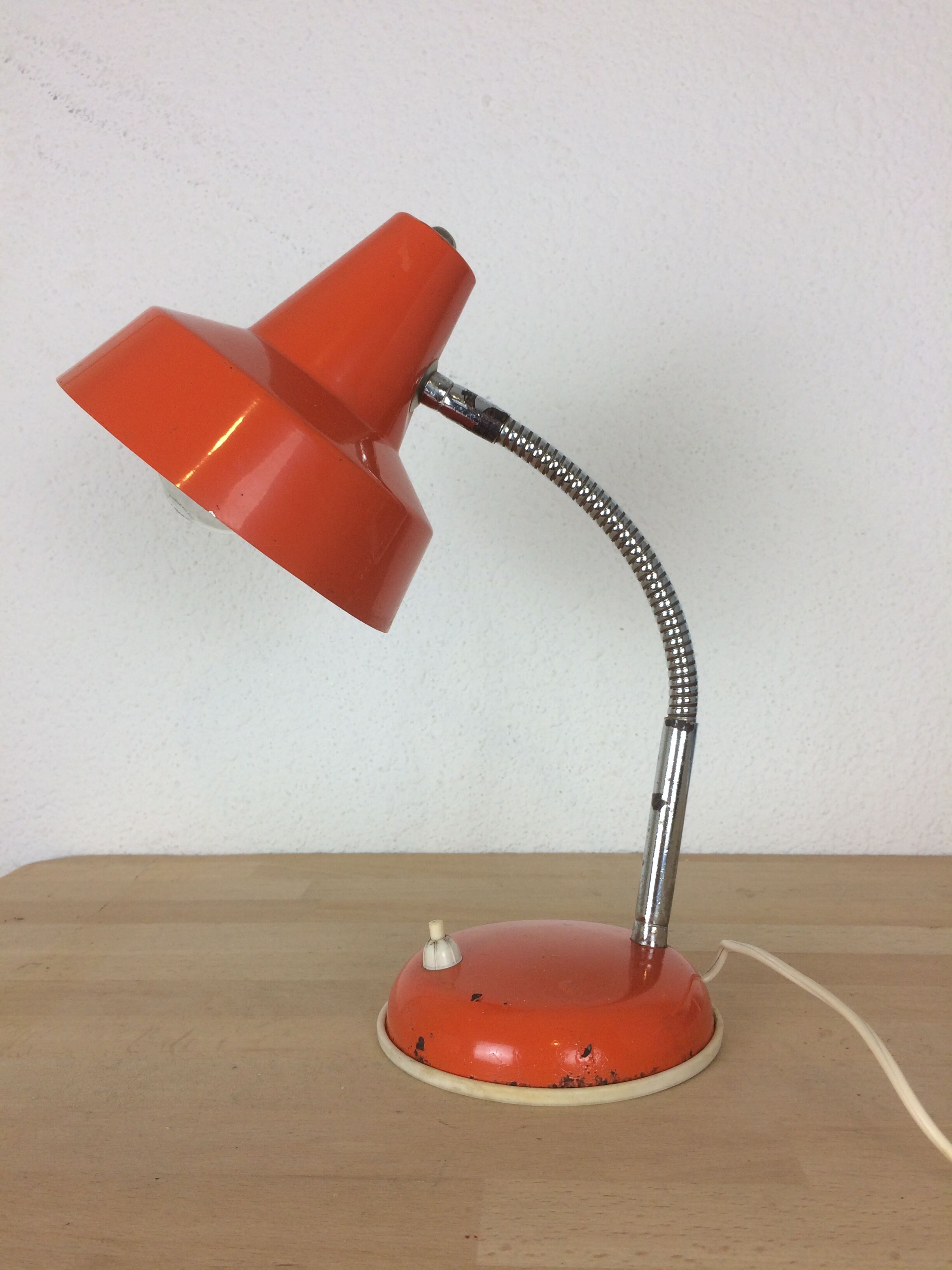 Vintage orange metal desk lamp