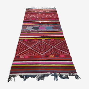 Tapis kilim multicolore berbère en laine - 250x130cm