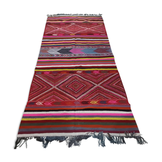 Tapis kilim multicolore berbère en laine - 250x130cm