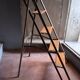 Vintage iron and wood stepladder with 5 steps