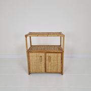 Italian Bamboo and Rattan Cabinet or Bed Side Table, 1980s
