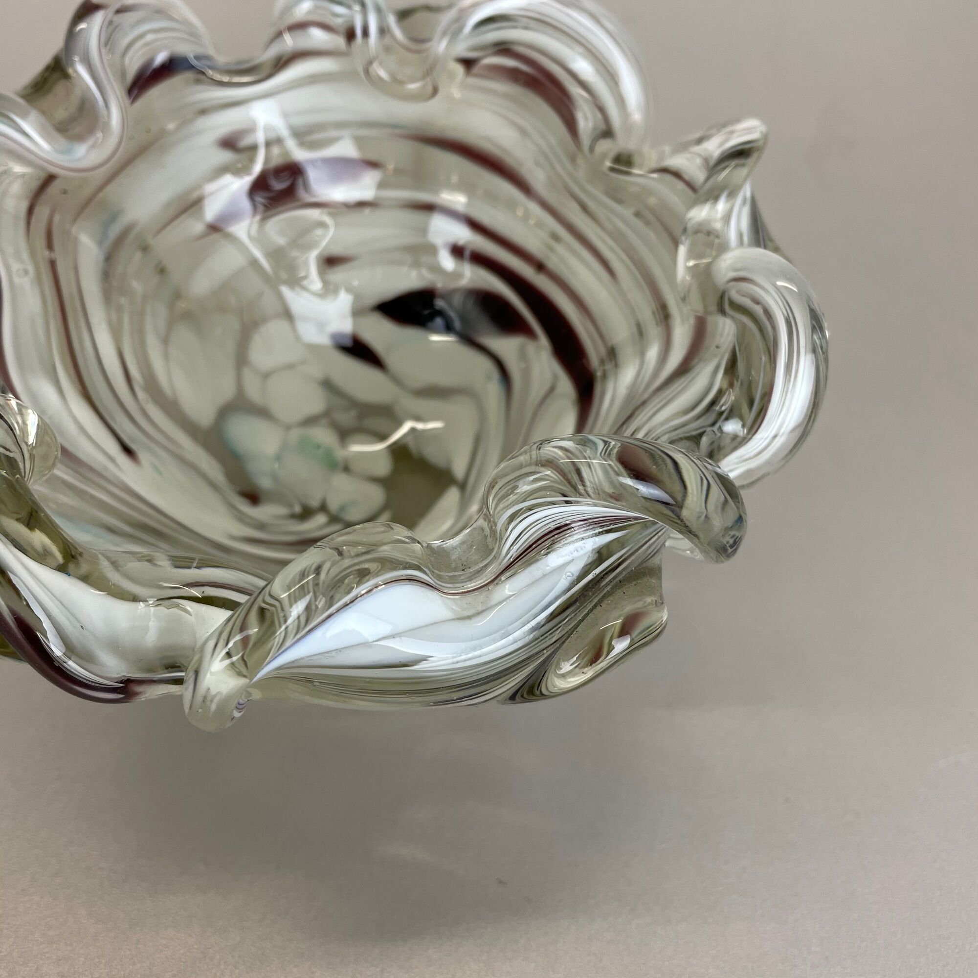 Murano Glass 1,1kg "FLORAL" Bowl Element Shell Ashtray Murano, Italy 1970s