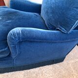 Pair of vintage chairs in oil blue velvet.