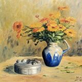 Jacques cartier 1936: oil on canvas, still life with flowers