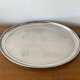 Old jean couzon serving tray stainless steel metal + vintage wooden handles #c