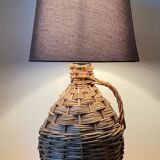Vintage rattan demijohn lamp