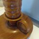 Vintage Scandinavian turned wooden candlestick lamp base
