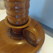 Vintage Scandinavian turned wooden candlestick lamp base