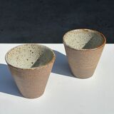 Lot de 2 tasses / mug en céramique indonésienne (mat brun)