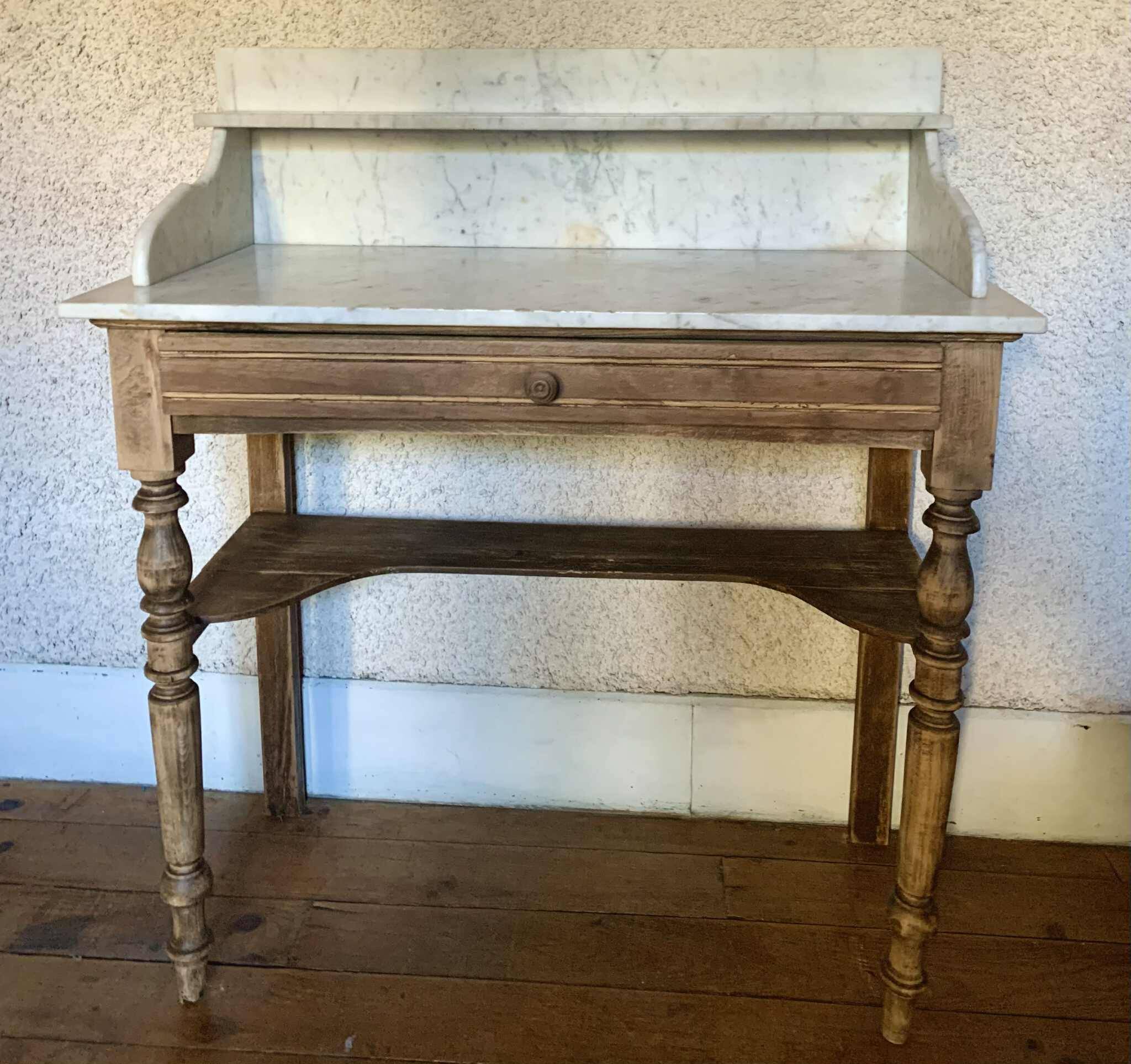 Antique dressing table with white marble top