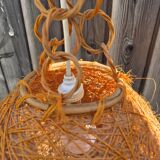 Orange rattan pendant light