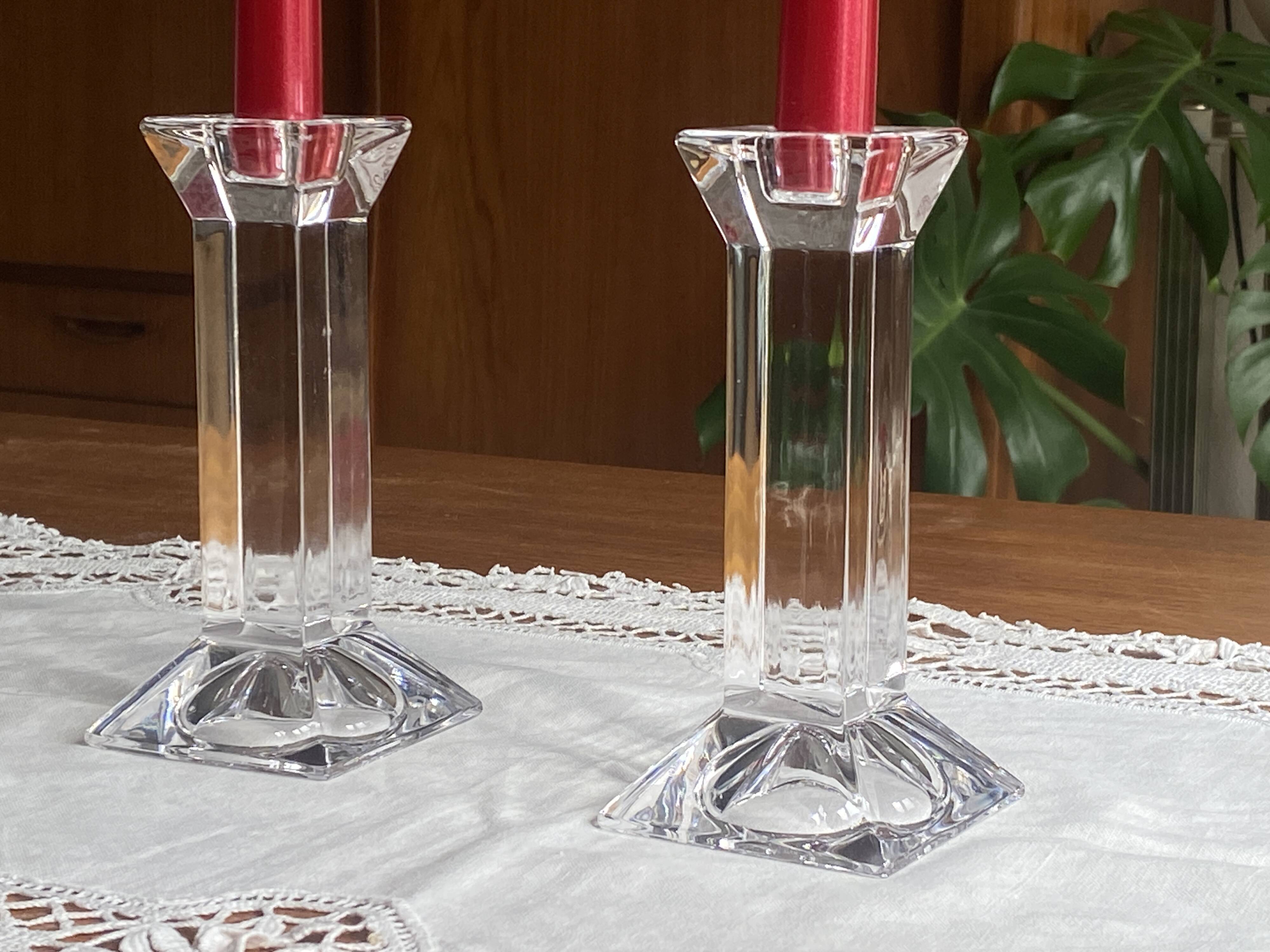 Vintage crystal candlestick pair by Villeroy & Boch - As new condition.
