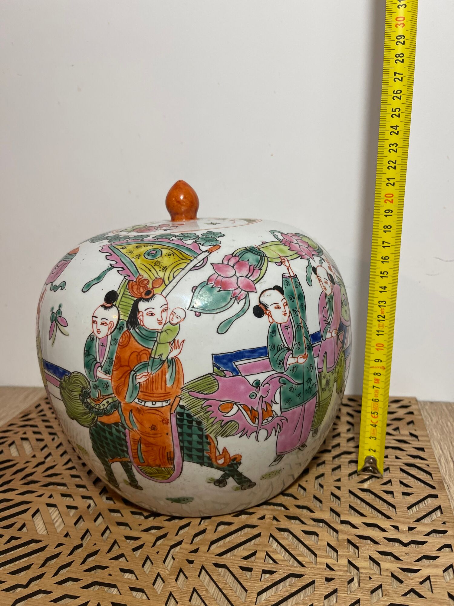 Ancient big ginger pot jar potiche chinese pink family 19th Qing dynasty