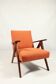 Fauteuil vintage papaya orange bouclé zig Zag 1970