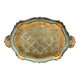 Florentine tray in gilded wood and turquoise with diamond pattern decoration