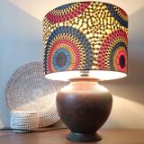 Copper metal floor lamp, chic ethnic wax lampshade.