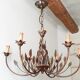 Leaves in gilded brass chandelier 1970