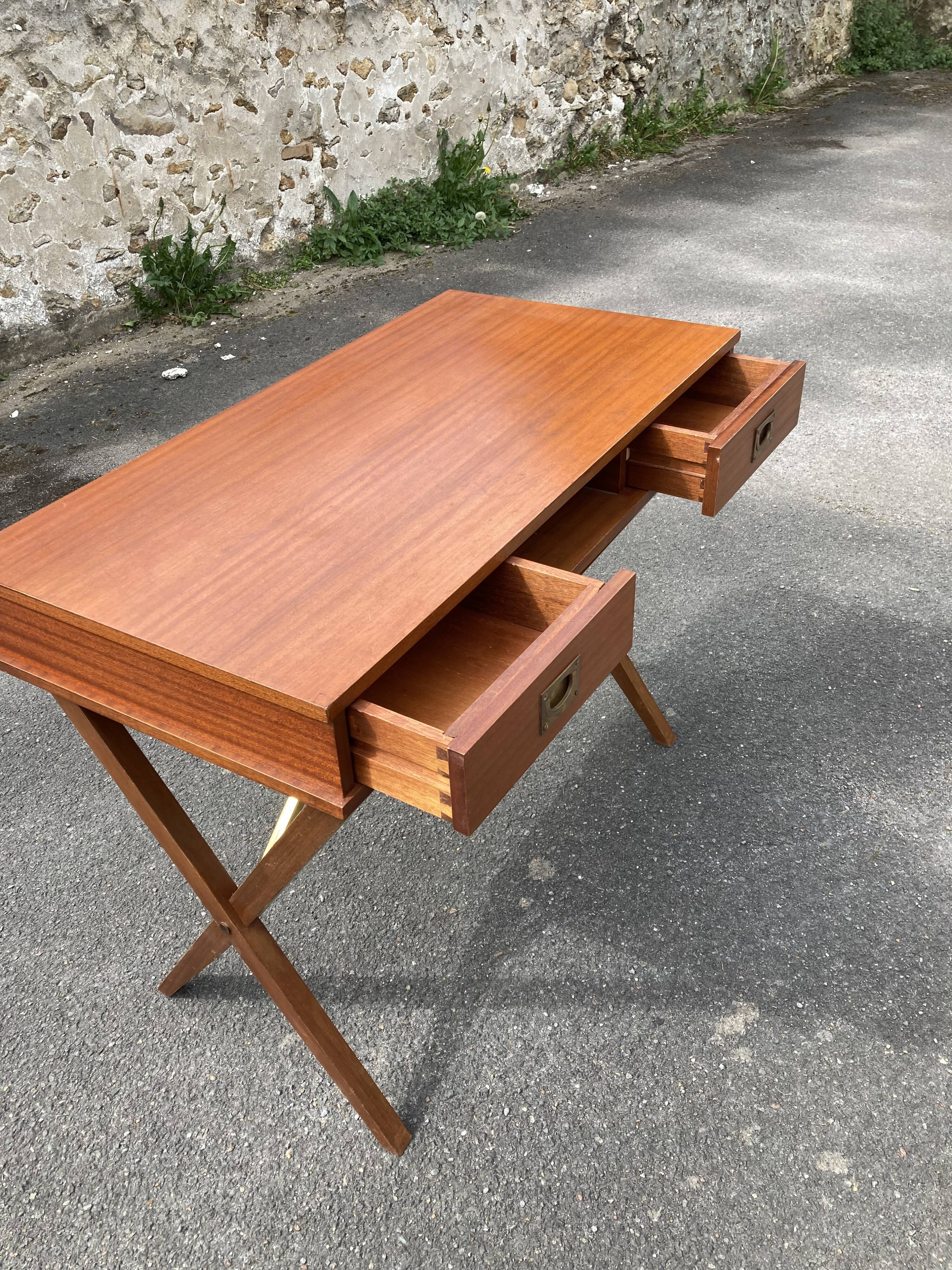 Scandinavian 60s teak desk with 2 drawers.