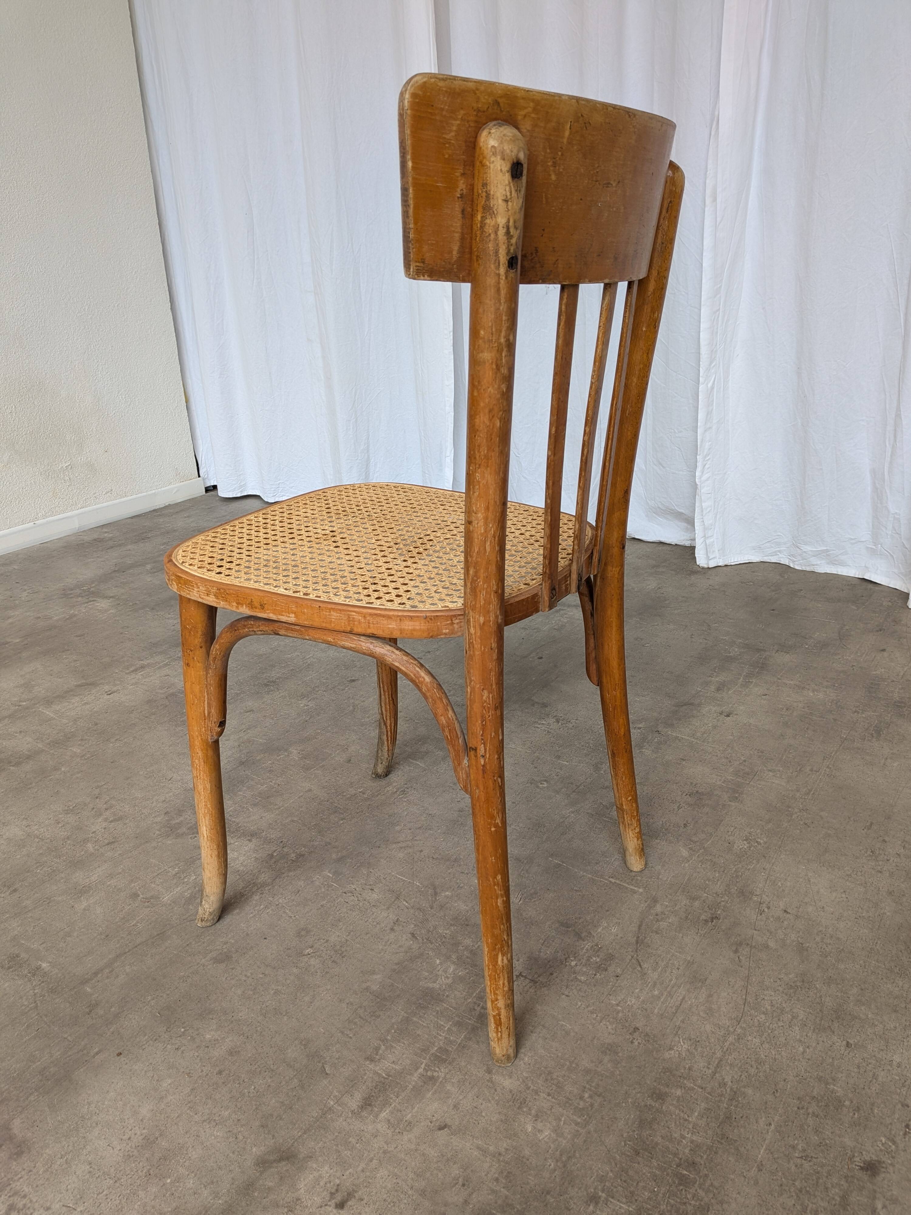 Vintage Cane Seat Dining Chair: 1970s Yugoslavia, Boho Interior