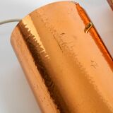 Two 50s tube pendant lamps consisting of two screwed-together copper bowls