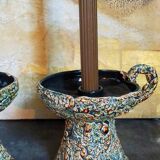 Pair of vintage Vanoise honey foam ceramic candlesticks