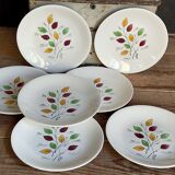 Seven vintage plates in fine earthenware from Gien service Gentilly