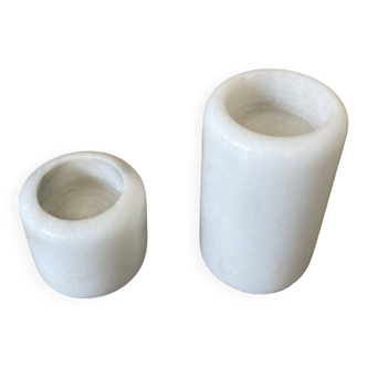 Set of 2 vintage marble candle holders