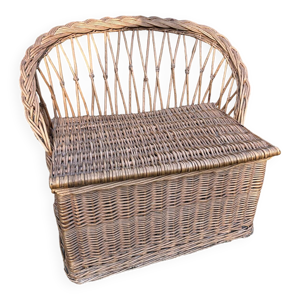 banc coffre en osier - 1960