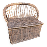 Vintage 1960 wicker storage bench