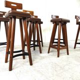 Set of 8 vintage brutalist bar stools, 1960s