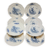 8 Large Vintage Sarreguemines Flanders and Surrey Dinner Plates, White Decor